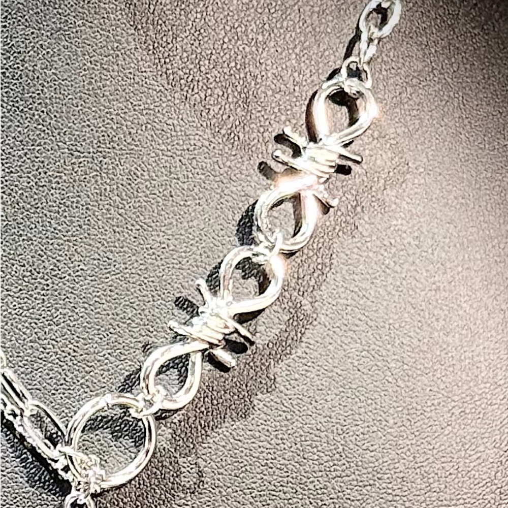 Silver Goth Cross Pendant Necklace Y2K - Picture 2 of 5
